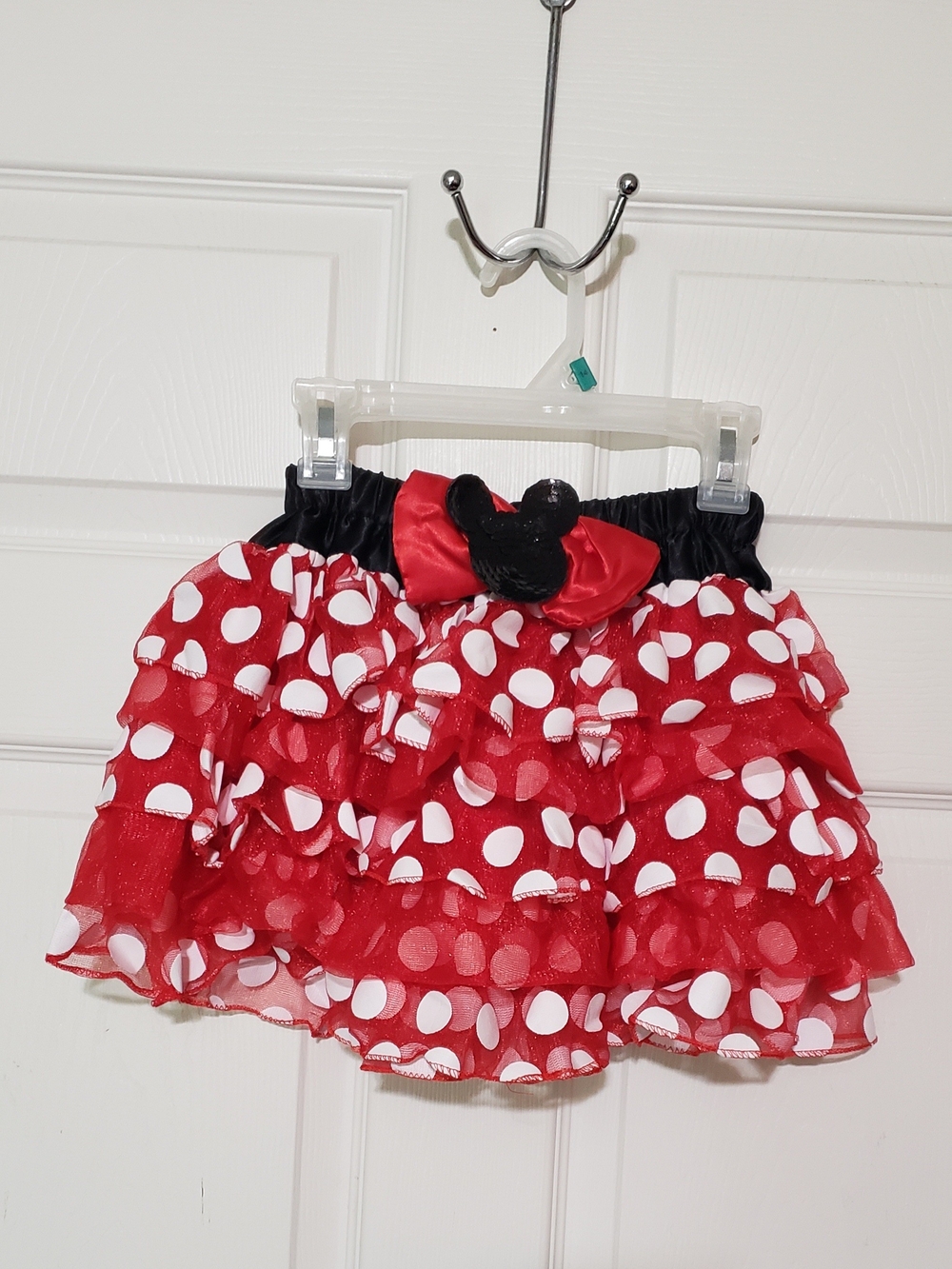 Disney Red and White Polka Dot Ruffle Skirt with Black Waistband